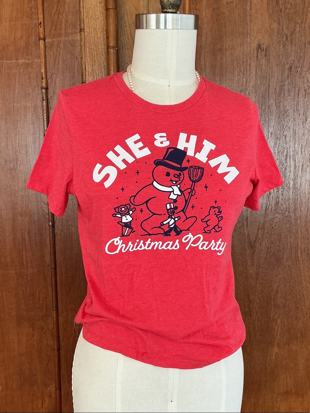 Bella Canvas Red She & Him Christmas Party Graphic Tee